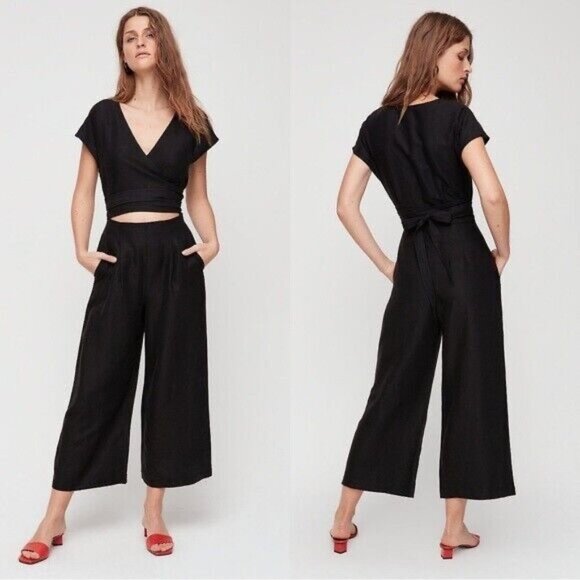 Aritzia Pants - ARITZIA WILFRED Brax linen black jumpsuit 4